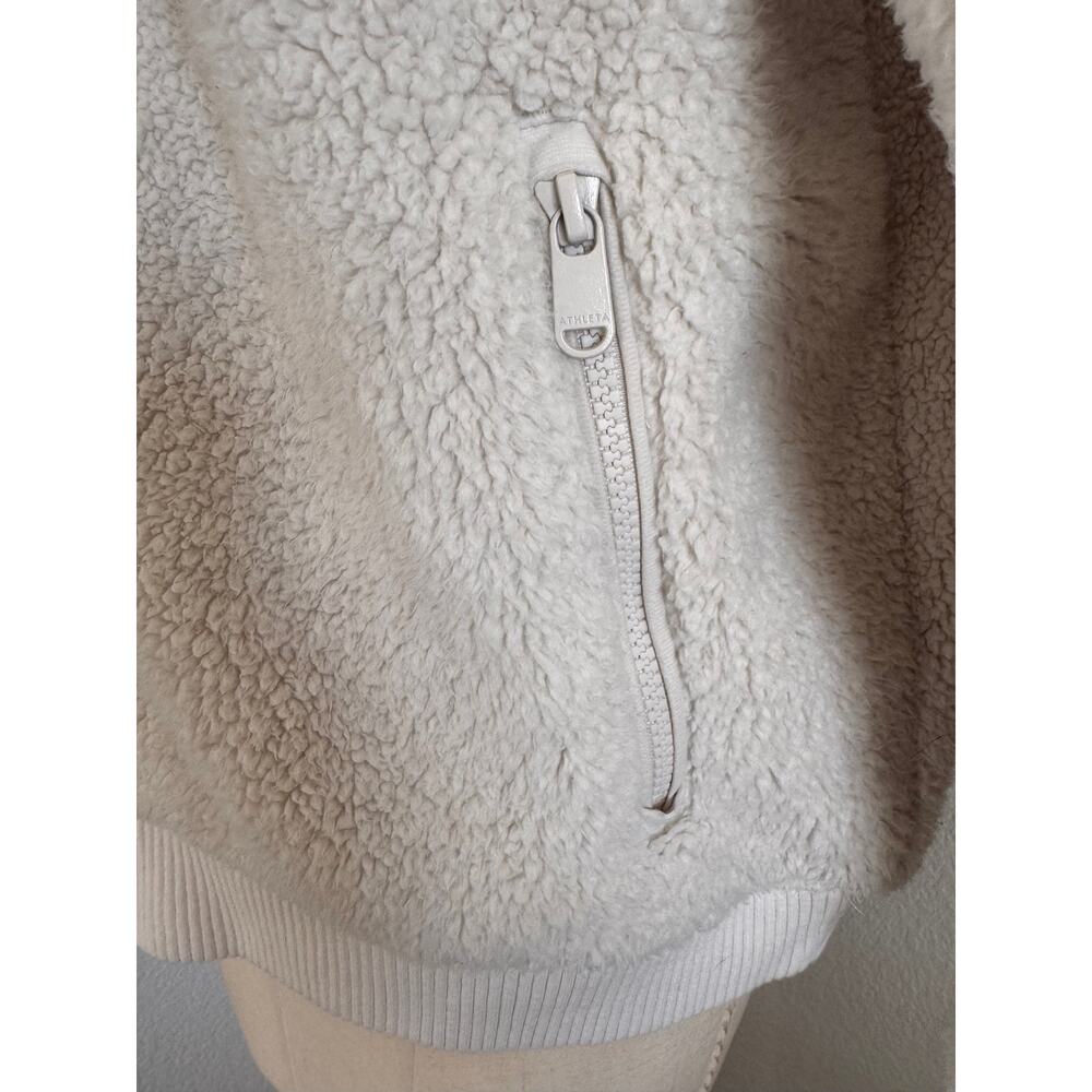 Athleta Tugga Sherpa Fleece Jacket Ivory Full Zip Long Sleeve Size M - Picture 6 of 12